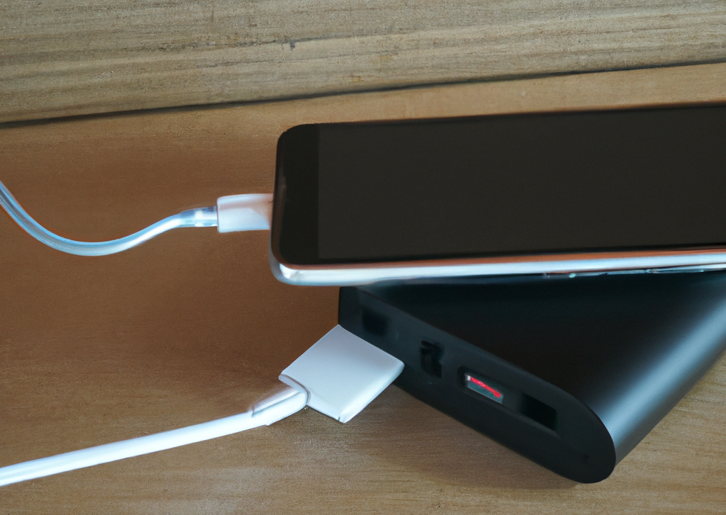 Phone is being charged by power bank - portable charger